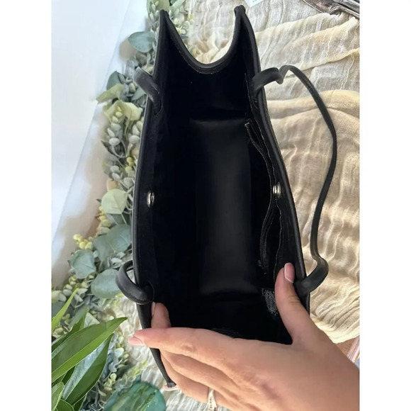 Vtg HARLEY DAVIDSON BLACK GENUINE LEATHER EMBROIDERED SHOULDER BAG STRUCTURED - Picture 8 of 11